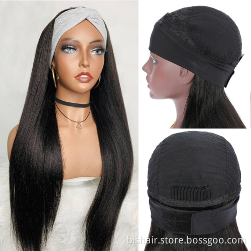 Headband wig straight hair real human hair suitable for women Brazilian real human hair without lace wig mechanism headband half